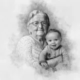 A portrait with two people composed into it.